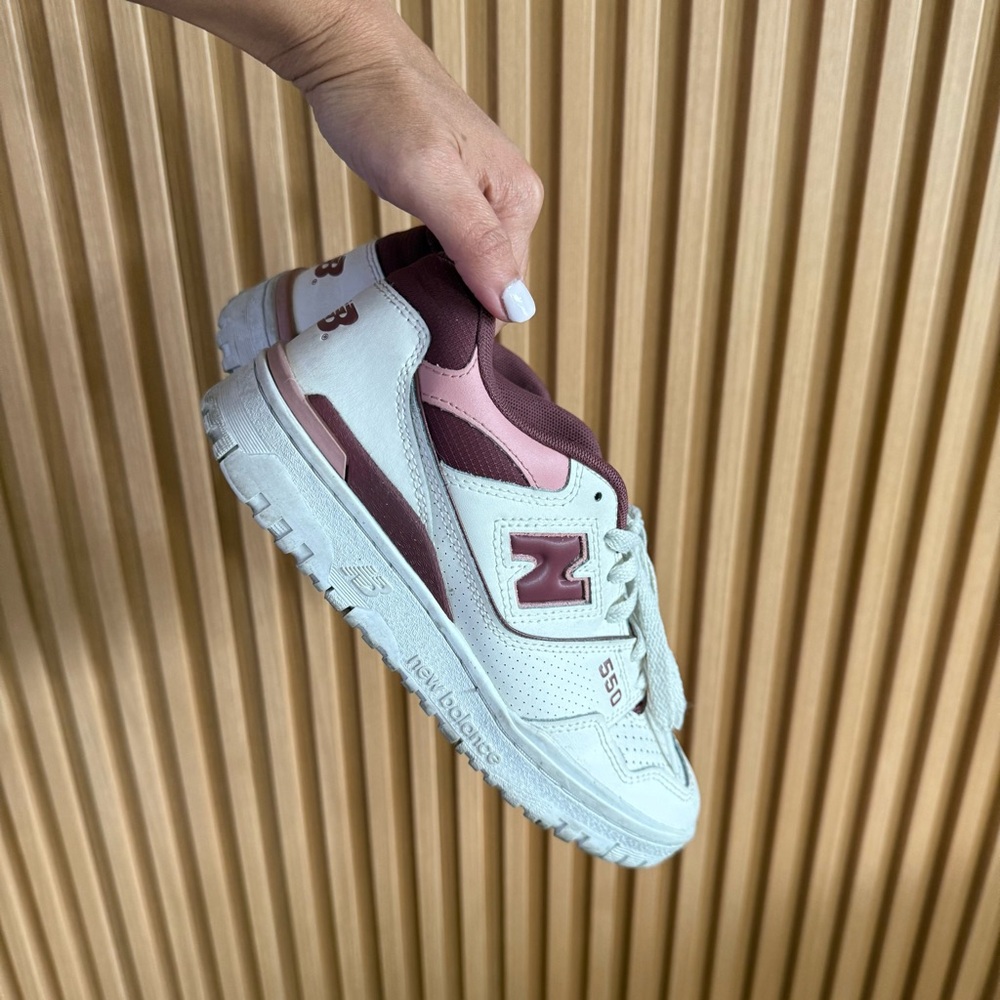New Balance 550 Sneakers in Burgundy and Cream